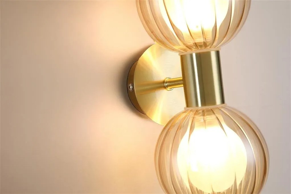 Aplica baie Protectie IP44 metal alama, sticla champagne Luminsphere 2Lt