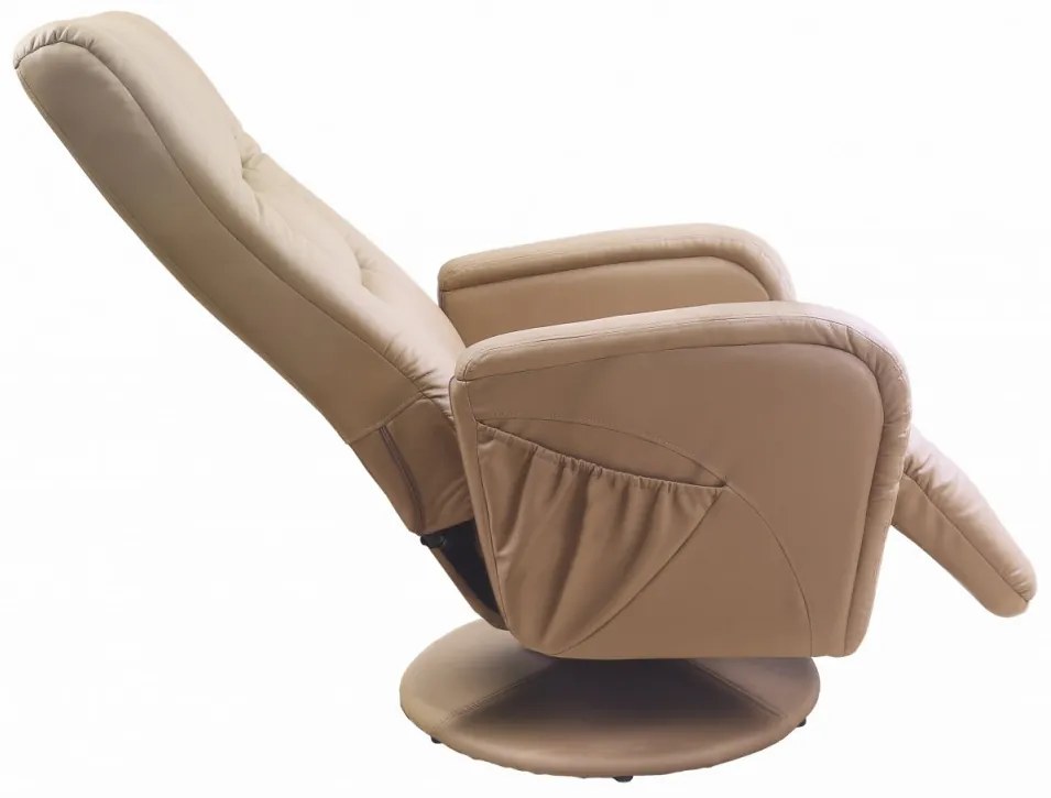 Fotoliu recliner cu functie de masaj Pulsar piele ecologica bej H106 cm