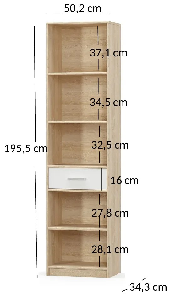 Raft Terrell (Stejar sonoma + alb). 1053275