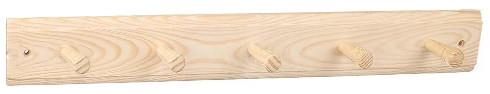 Cuier din lemn cu 5 agatatori, 52 cm Natur