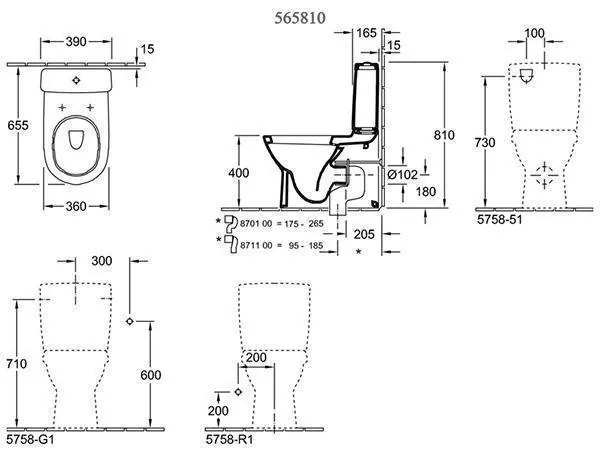 Set vas WC stativ Villeroy & Boch, O.Novo, back-to-wall, alb