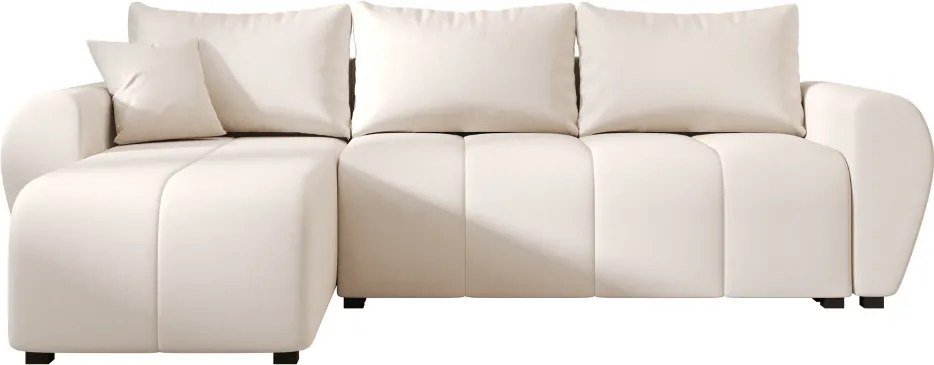 OFERTA Canapea extensibila reversibila in forma de L SEVIO 246x145 cm, crem + 2 perne GRATUITE Calitate II