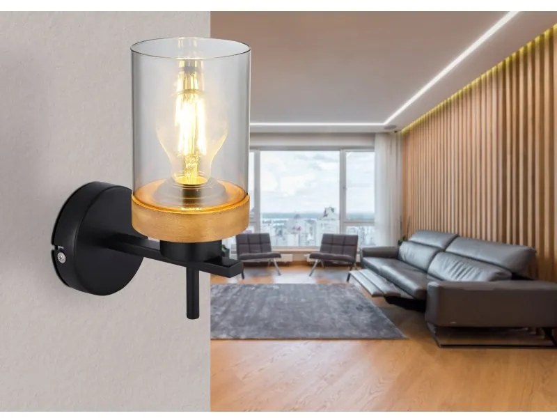 Aplica de perete design modern FINCA negru mat, maro inchis