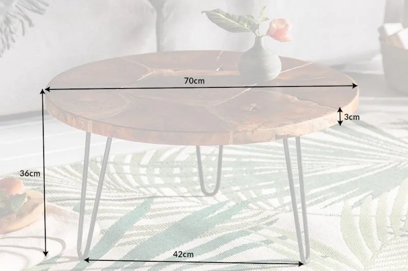 Masuta design industrial Mosaik 70cm Teak