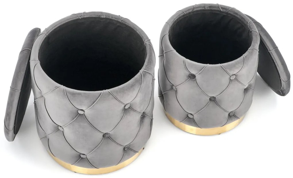 Set tabureti tapitati Polly Gri / Gold