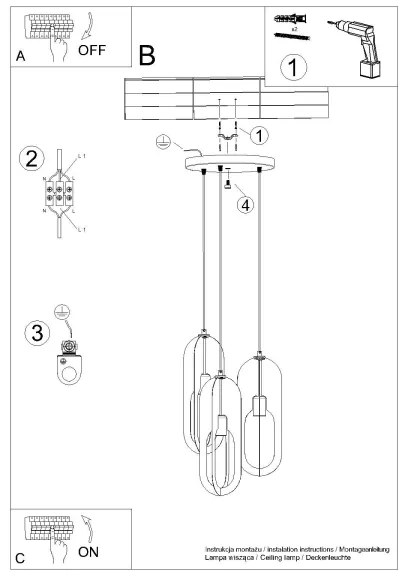 Lustră pe cablu Sollux SL.1361 NICUS 3xE27/15W/230V alb