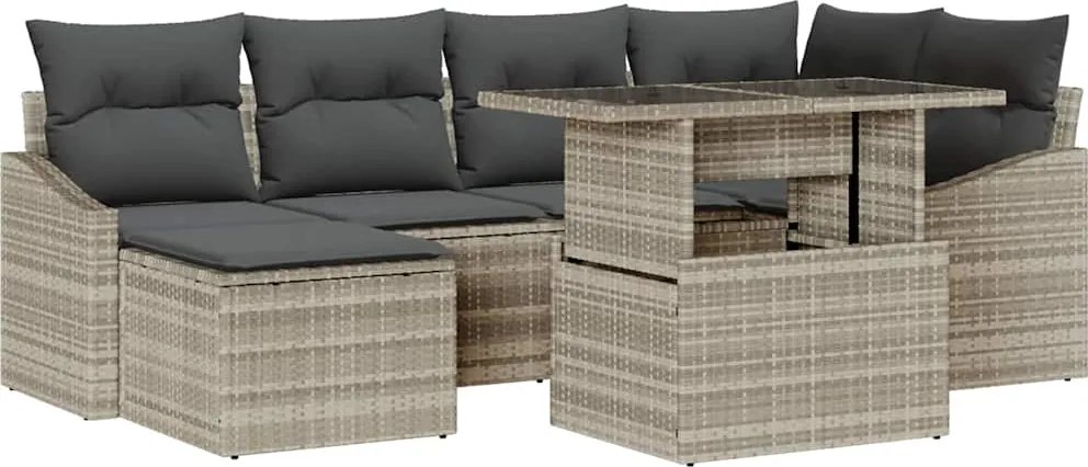 vidaXL Set de canapele pentru grădină 7 pcs Gri deschis și gri închis