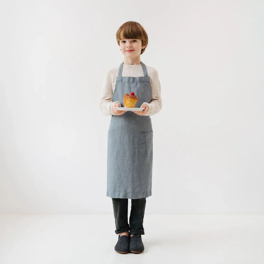 Șorț din in pentru copii Linen Tales Regular, 67 x 57 cm, albastru închis