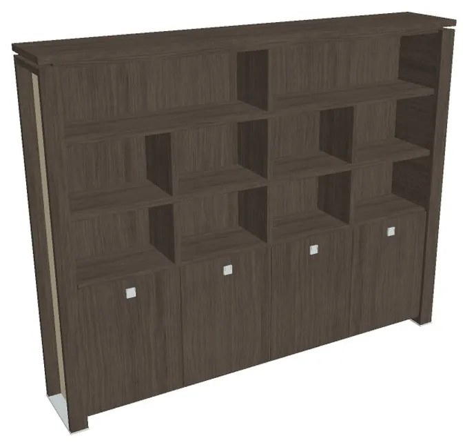 Dulap înalt Verno+ S 260 x 46 x 210 cm, cu rafturi, stejar antracit / vanilie