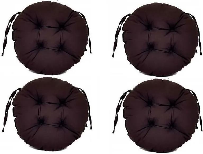 Set Perne decorative rotunde, pentru scaun de bucatarie sau terasa, diametrul 35cm, culoare maro, 4 buc/set