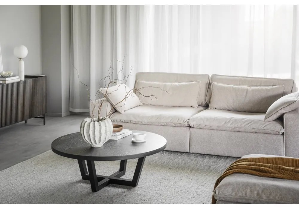 Măsuță de cafea neagră rotundă cu aspect de lemn de stejar ø 110 cm Boxford – Rowico