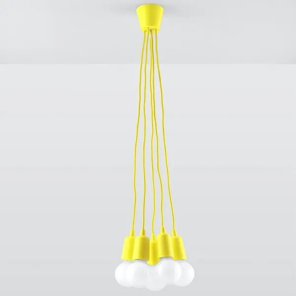 Lustră pe lanț DIEGO 5xE27/60W/230V galbenă