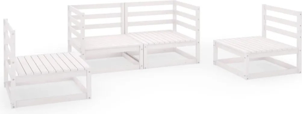 vidaXL Set mobilier de grădină, 4 piese, alb, lemn masiv de pin