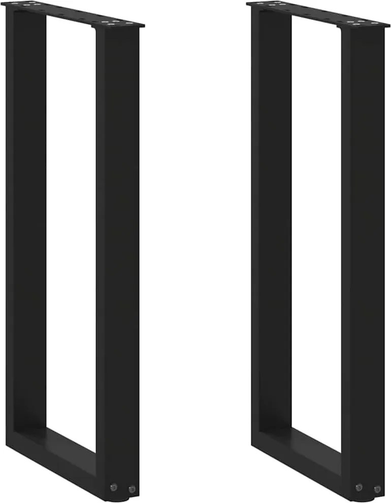 vidaXL Picioare de masă consolă în formă de U, 2 buc., negru, 38x(72-73) cm, oțel