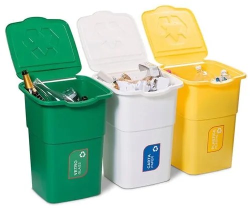 SET 3 RECIPIENTE - COSURI - PENTRU RECICLARE SELECTIVA CAPACITATE 50 LITRI X 3