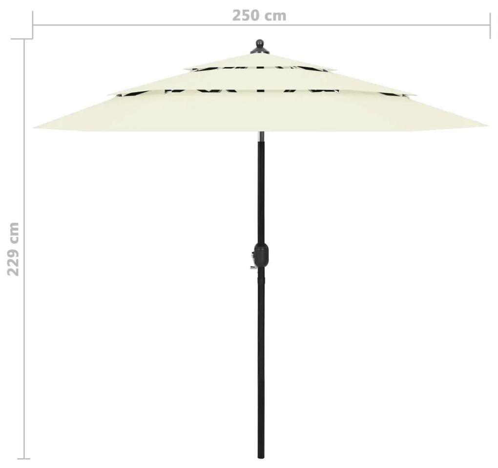 Umbrela de soare 3 niveluri, stalp de aluminiu, nisipiu, 2,5 m Nisip, 2.5 m