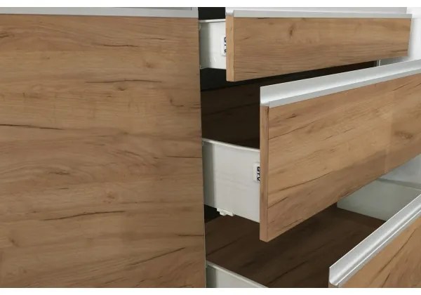 Set bucătărie MARINA 240 cm stejar craft/alb lucios