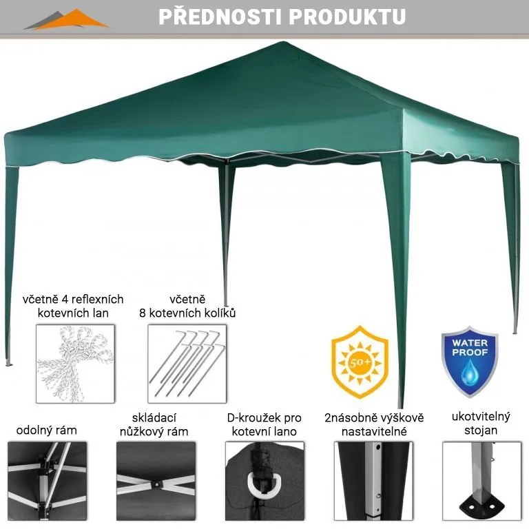 Cort de grădină INSTENT BASIC - 3x3 m, verde