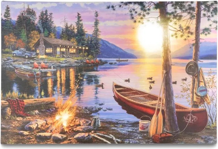 Pictură pe perete Sunset Canada, 4 LED-uri, 40 x 60 cm