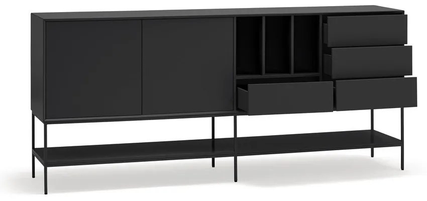 Comodă neagră 220x98x45 cm Platt – Teulat