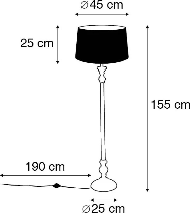 Lampă de podea rustică taupe cu abajur din in 45 cm - Classico