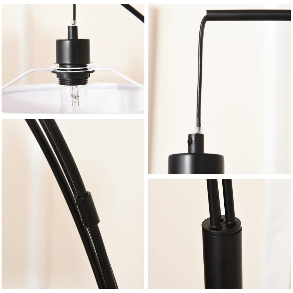 Lampa de Podea HOMCOM cu 3 Lumini si Brate Flexibile Baza din Marmura Inaltime 205cm | Aosom RO