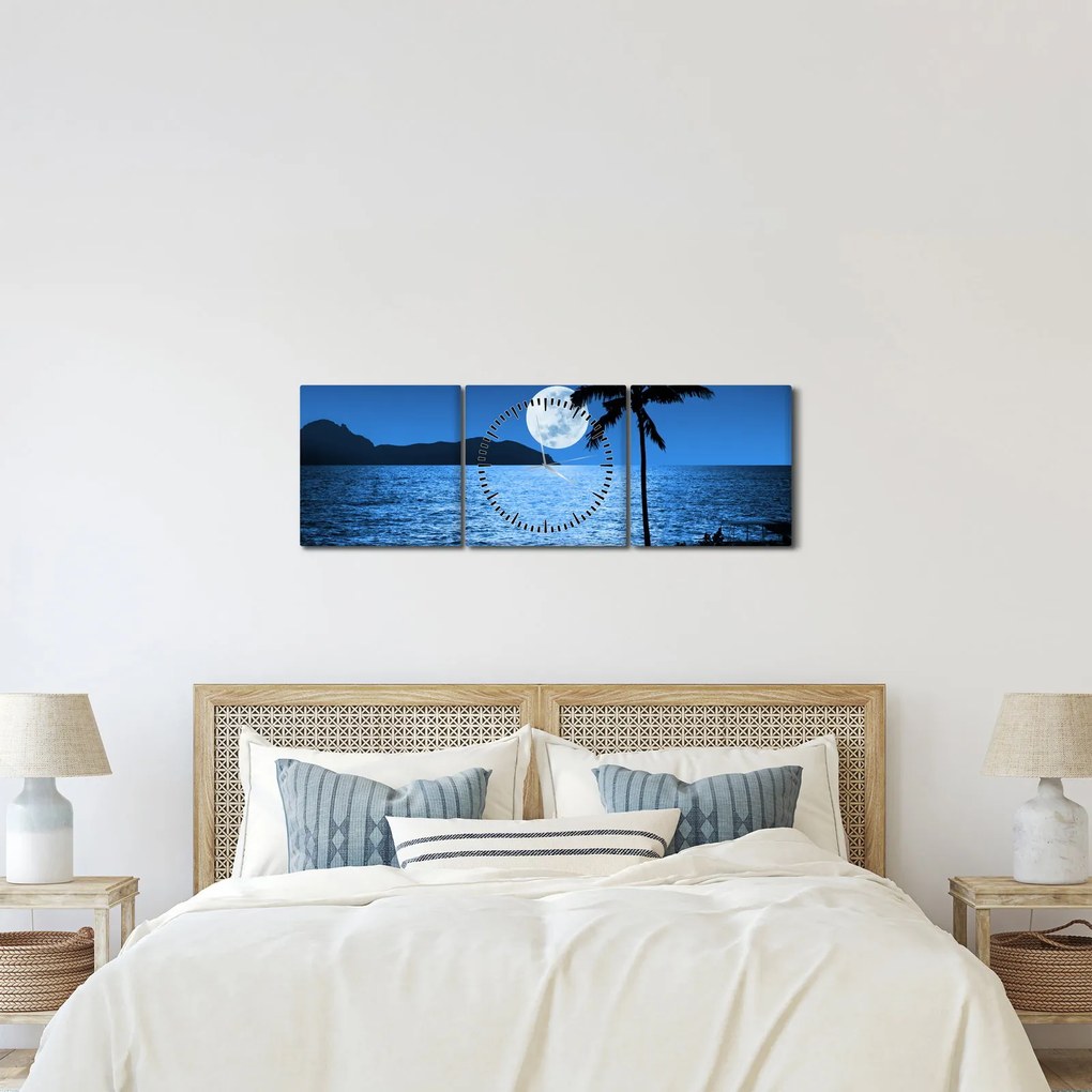 Tablou - Luna deasupra nivelului mării (cu ceas) (90x30 cm)
