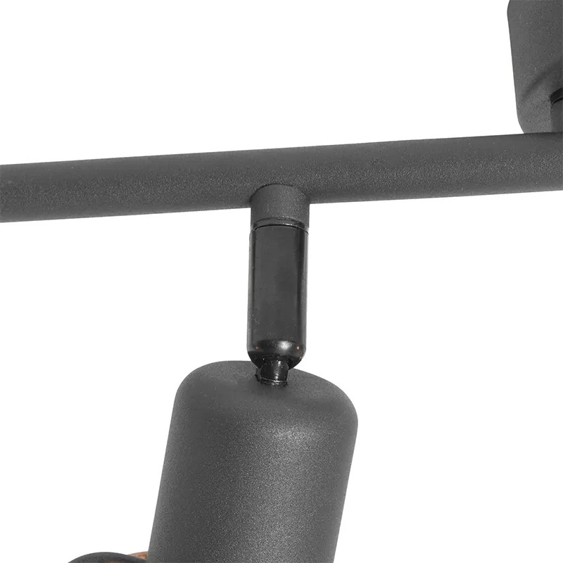 Plafoniera de design neagră cu aur 4 lumini ovală - Noud