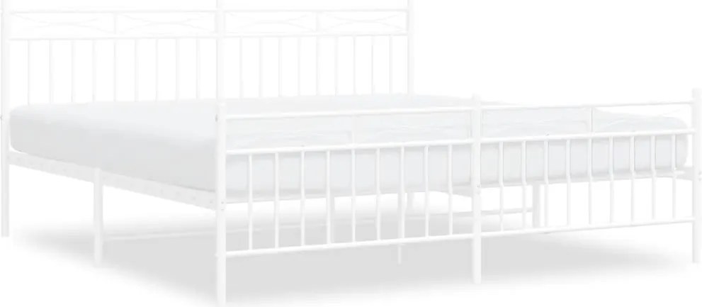 vidaXL Cadru de pat metalic cu tăblie de cap/picioare, alb, 183x213 cm