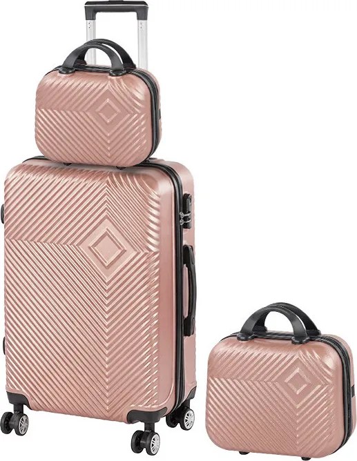 TraveLux Pro XIII set valiză rulantă aur roz