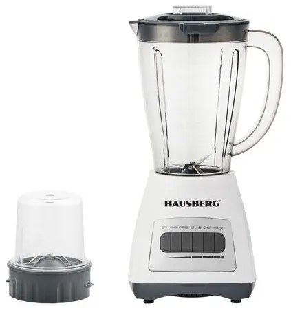 Blender cu rasnita HAUSBERG  500 W 4 trepte de viteza vas din plastic gradat de 1.5 litri