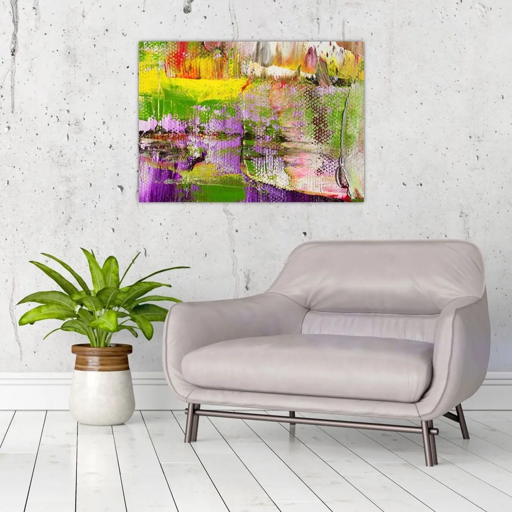 Tablou pe sticlă cu abstracție - pictura (70x50 cm)