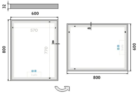 NIMCO ZP 13002VX - Oglindă LED retroiluminată pentru baie 3000-6500K, 80 x 60 cm, IP44