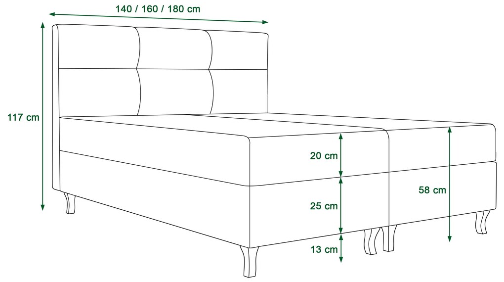 Pat matrimonial Boxspring 180 cm Lumba (gri deschis) ( cu saltea și sp. depozitare). 1046686