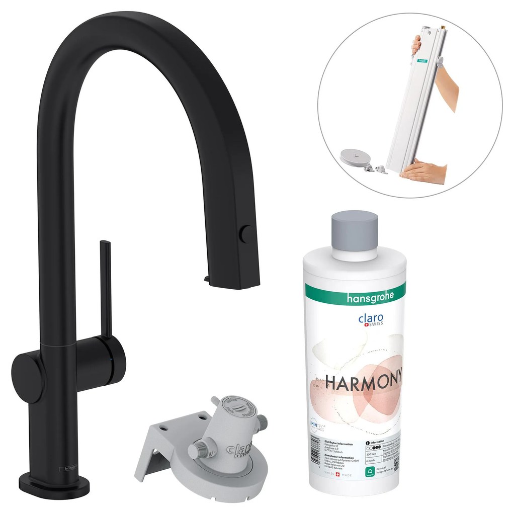 Hansgrohe Aqittura M91 baterie de bucatarie cu filtru pe picior negru 76800670