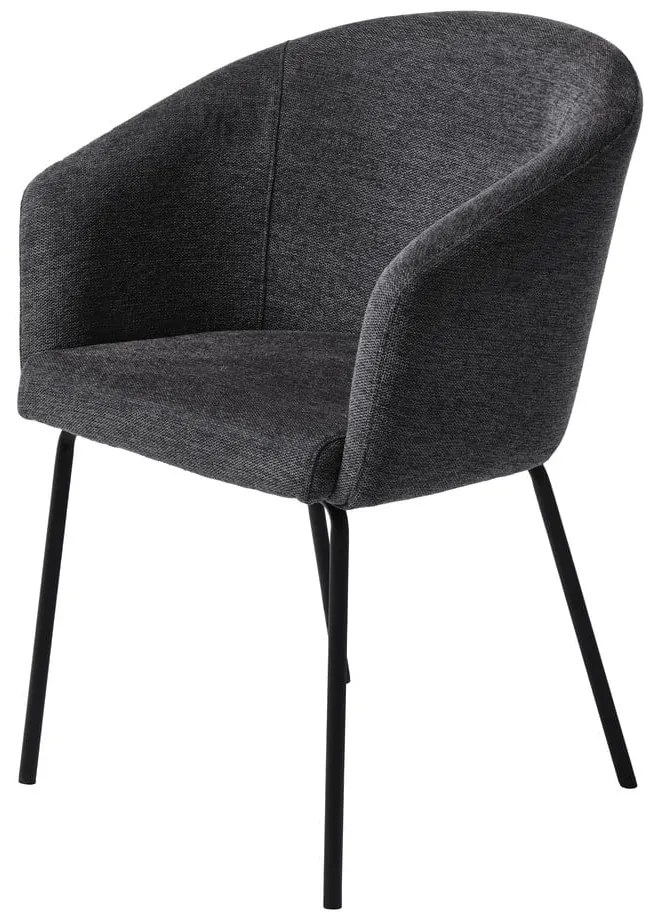 Scaun de sufragerie gri închis cu cotiere tapițat Easton – Unique Furniture