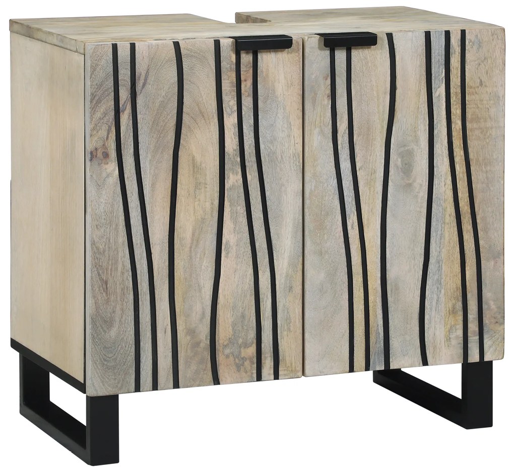 vidaXL Dulap de chiuvetă cu raft cu depozitare cu ușă Maro, Negru 62 x 33 x 58 cm