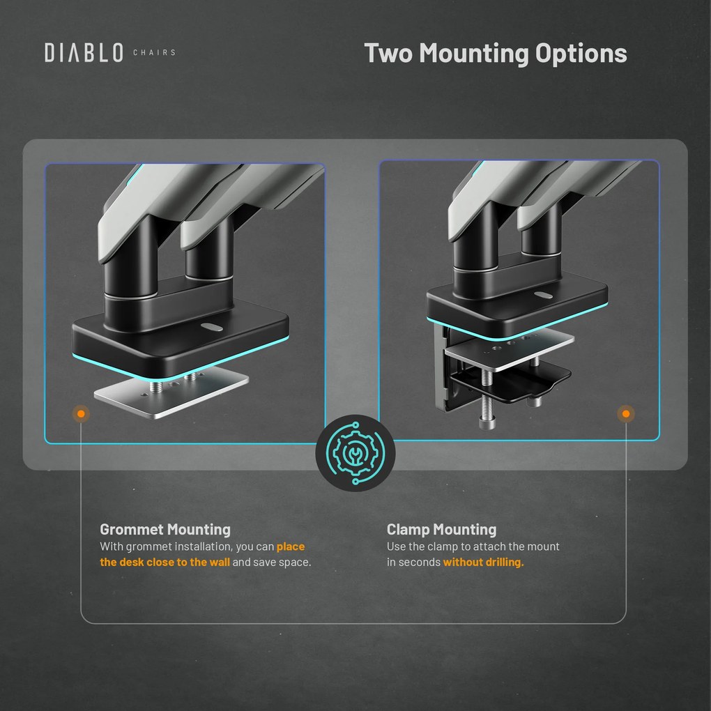 Suport dublu pentru monitoare de 49 de inchi, gri-negru RGB X-Arm Dual