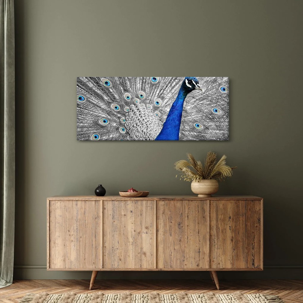 Tablou - păun albastru (120x50 cm)