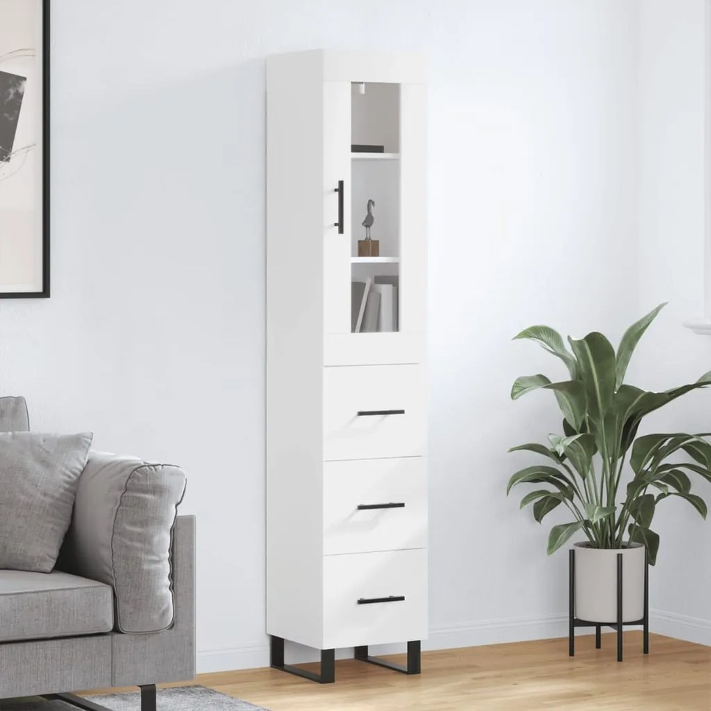 3199257 vidaXL Dulap înalt, alb, 34,5x34x180 cm, lemn prelucrat