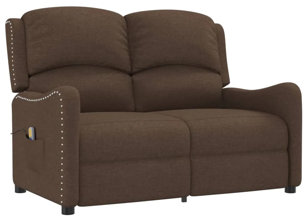 3084549 vidaXL Fotoliu de masaj rabatabil cu 2 locuri, maro, textil