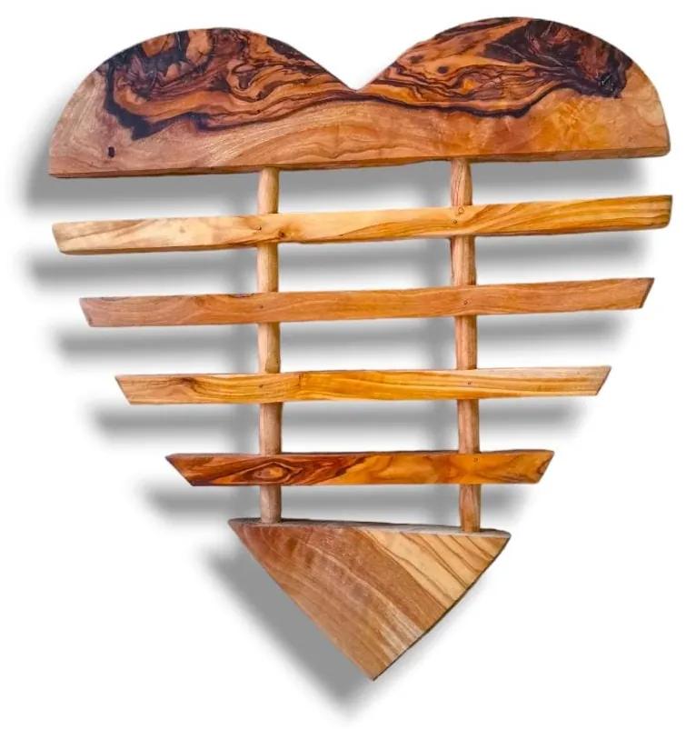 Suport din lemn de maslin pentru vase fierbinti   inima