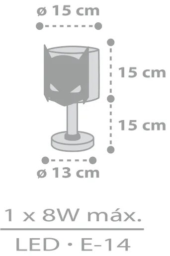 Veioză pentru copii Dalber 61801 DARK HERO 1xE14/8W/230V