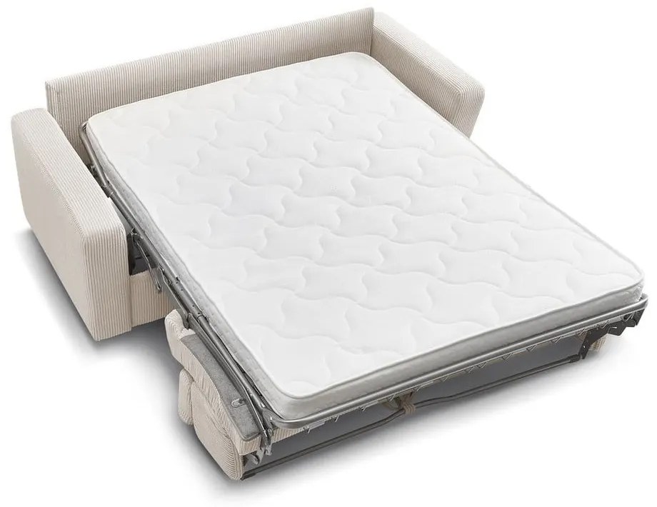 Canapea crem extensibilă cu tapițerie din catifea reiată 195 cm Monaco – Bobochic Paris