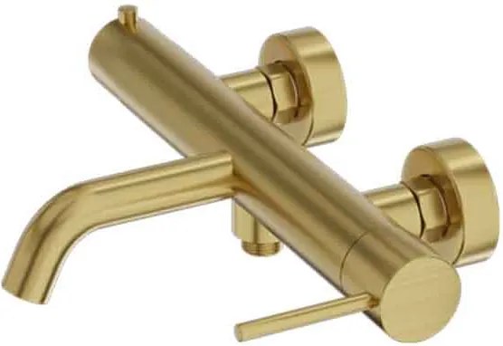 Baterie de cada montaj pe perete din alama sanitara, auriu periat, pipa fixa 19.8 cm, LaVita Verdi Auriu periat