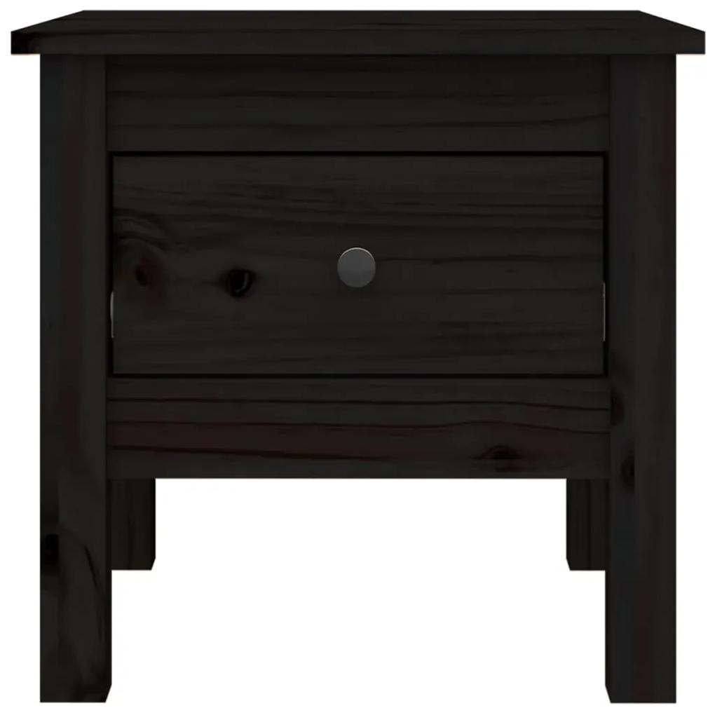 Masa laterala, negru, 40x40x39 cm, lemn masiv de pin 1, Negru, 40 x 40 x 39 cm