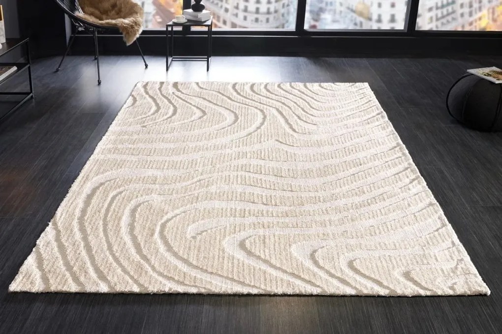Covor modern cu model in valuri Wave 170x240cm crem-bej