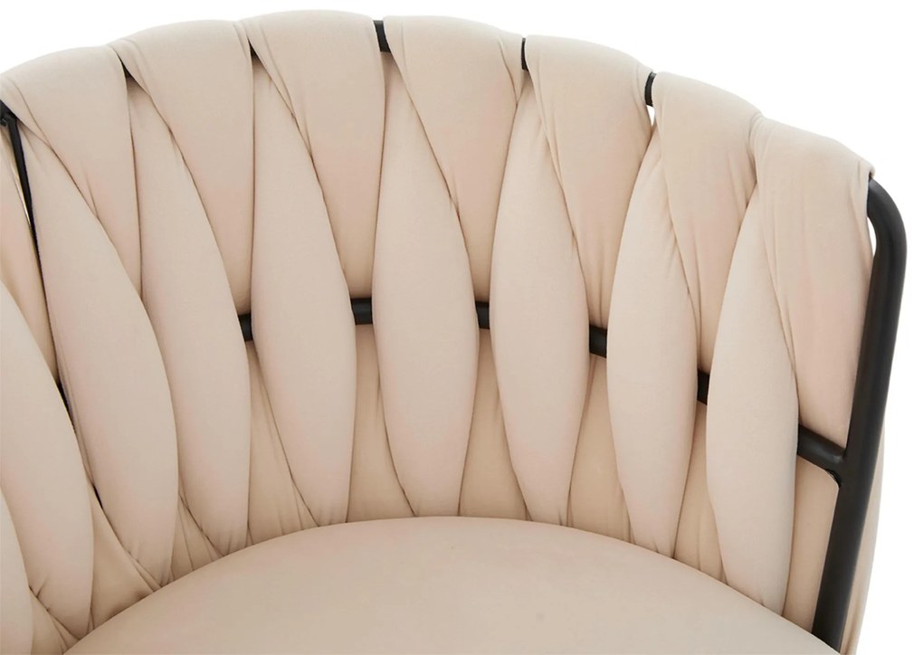 Set de 2 scaune pivotante din catifea, Fildeș | Aosom Romania