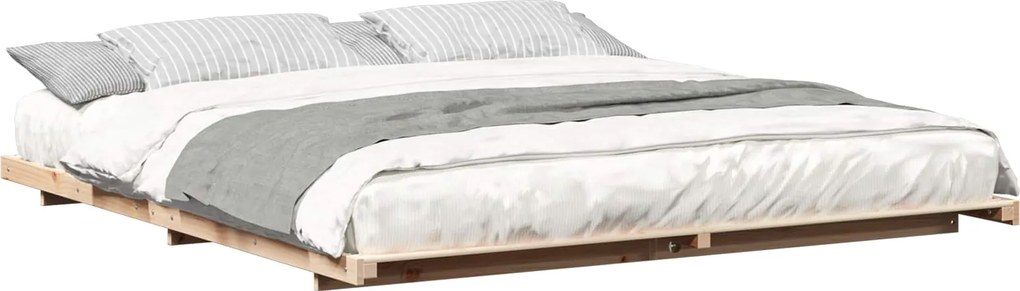 vidaXL Cadru de pat de podea Maro 180 x 210 cm Lemn masiv de pin