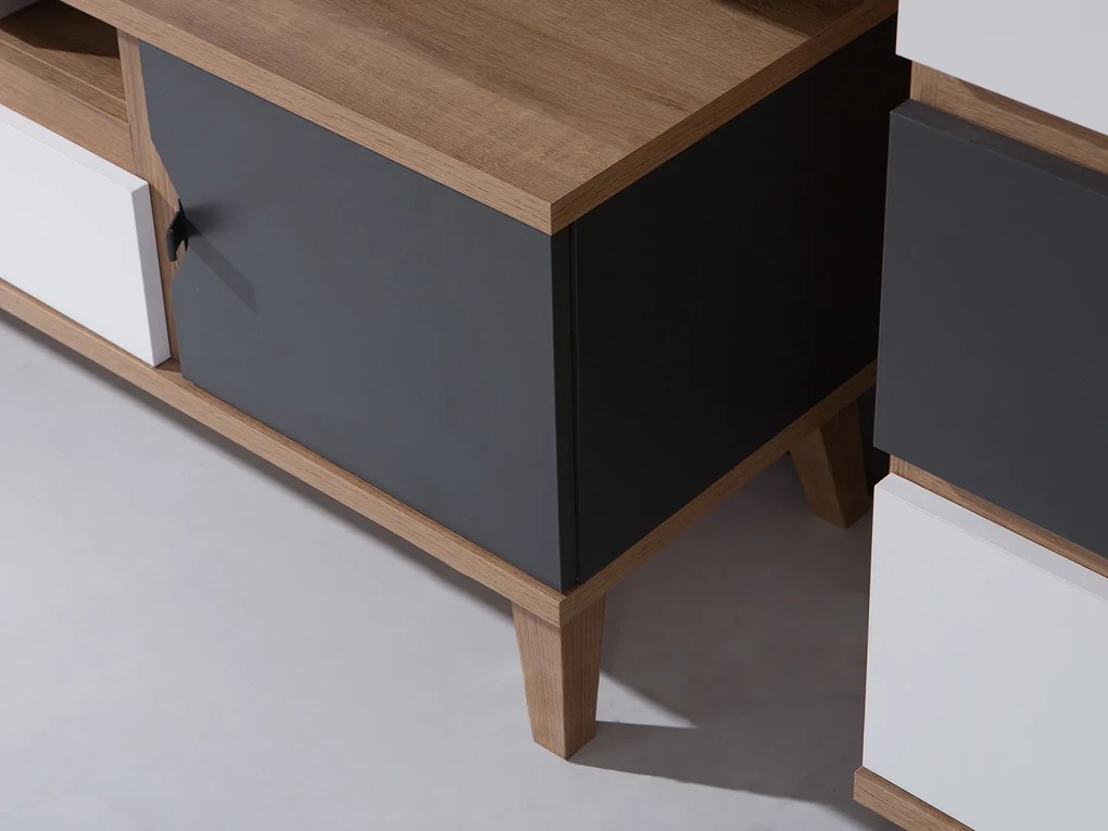 Dulap cu rafturi Mimone R1D1SZ (Stejar auriu + Alb mat + grafit). 1051780